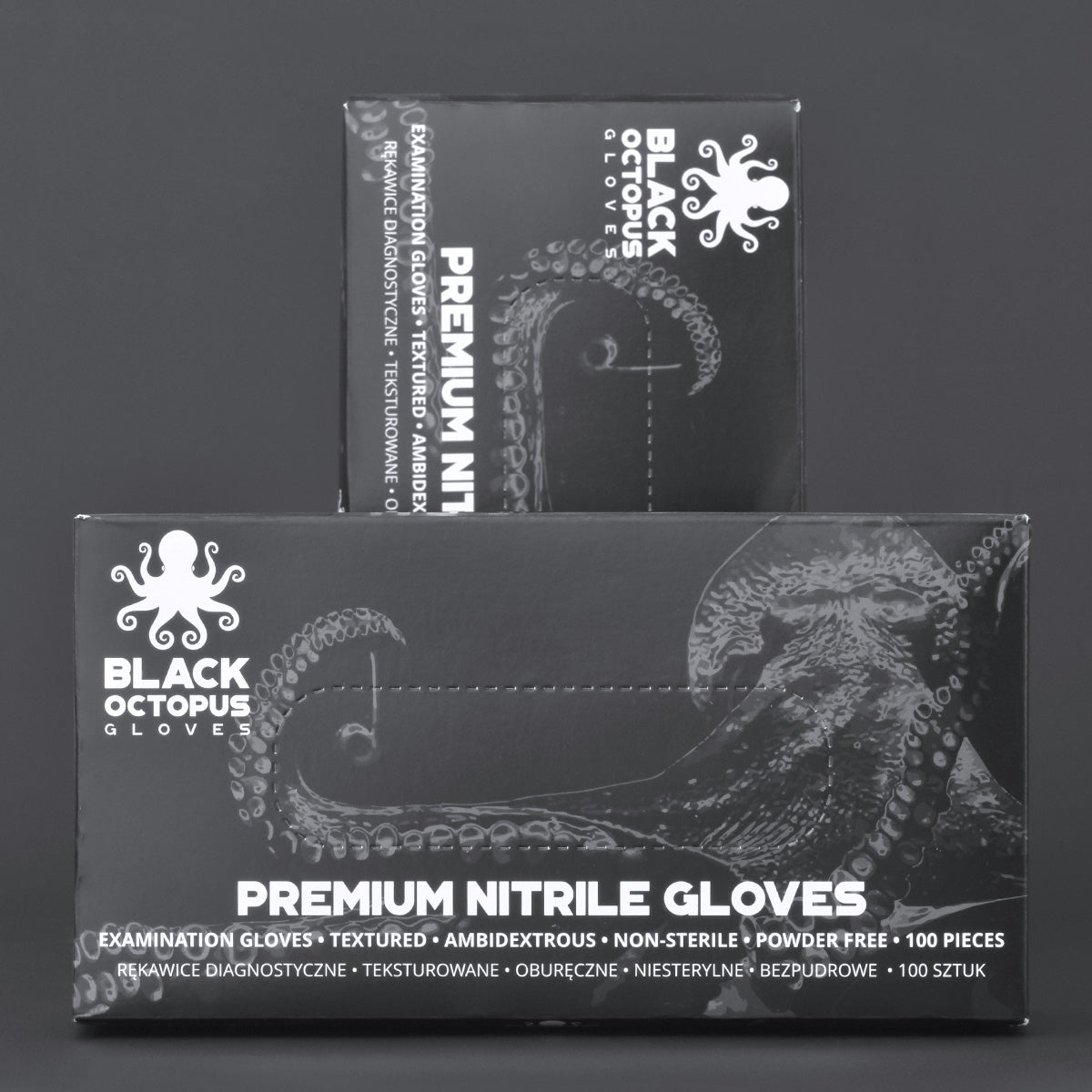 BLACK OCTOPUS, GLOVES, NITRILE, BLACK, S, M, XL, premium quality, textured gloves, buy from zerohourupply.eu