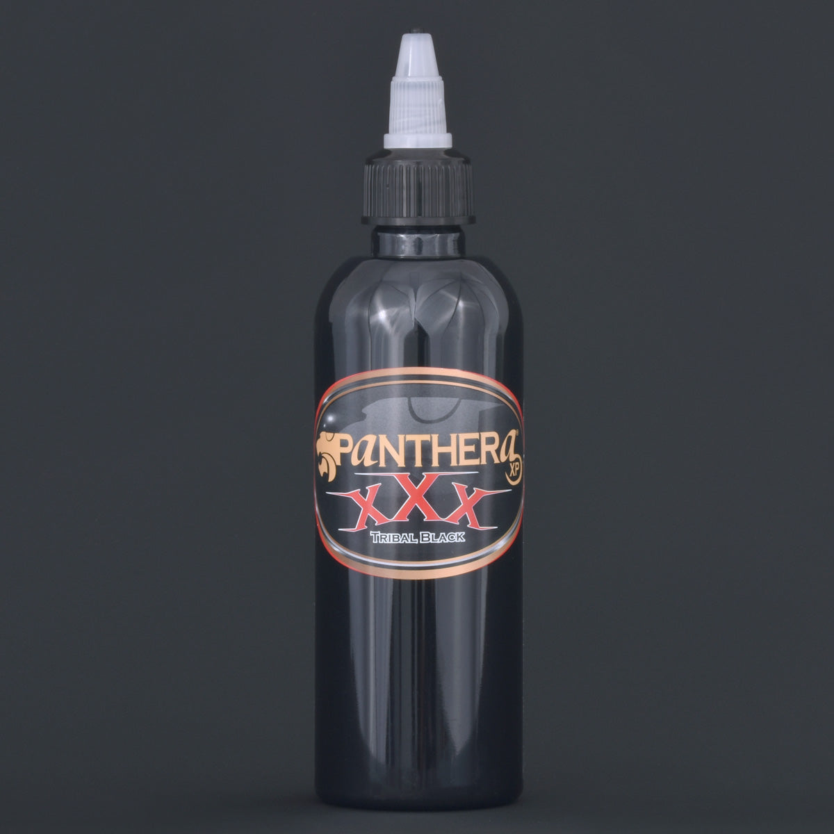 Bottle of Panthera XXX black tattoo ink, buy from zerohoursupply.eu